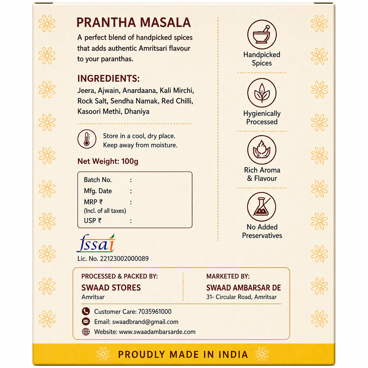 Amritsari Parantha Masala – Authentic Punjabi Dhaba Style Spice Blend