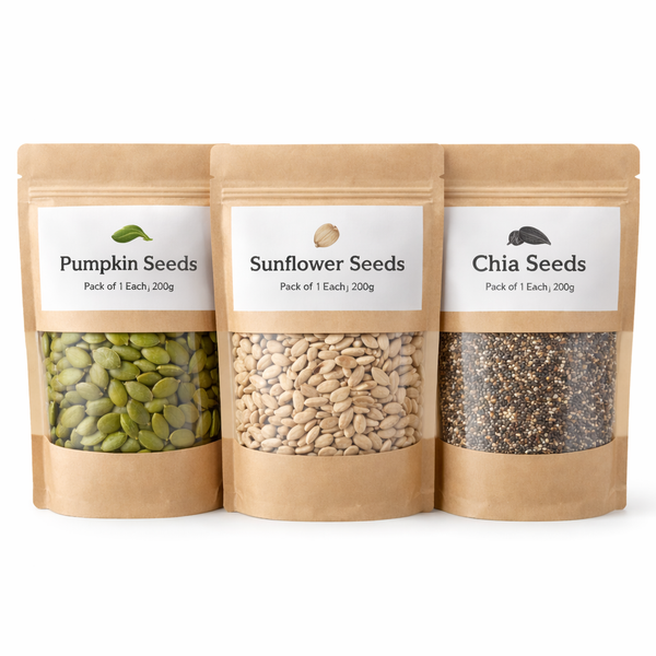 Super Seeds Combo – Pumpkin, Sunflower & Chia Seeds (200g Each | Pack of 3) | Healthy Daily Nutrition Mix