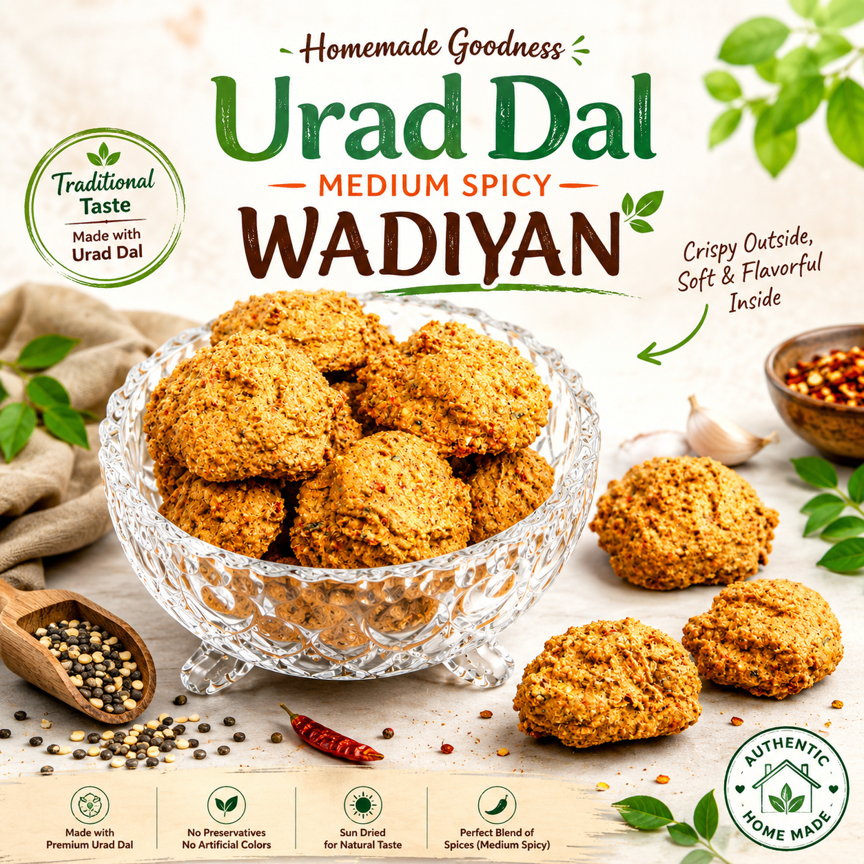 Amritsari Special Wadiyan Medium Masala Urad Dal Wadiyan