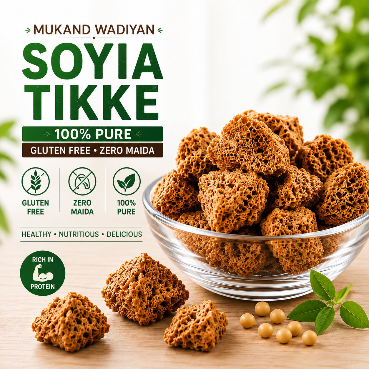 Mukand Wadiyan Soyia Tikke – 100% Pure | Gluten Free | Zero Maida | High Protein