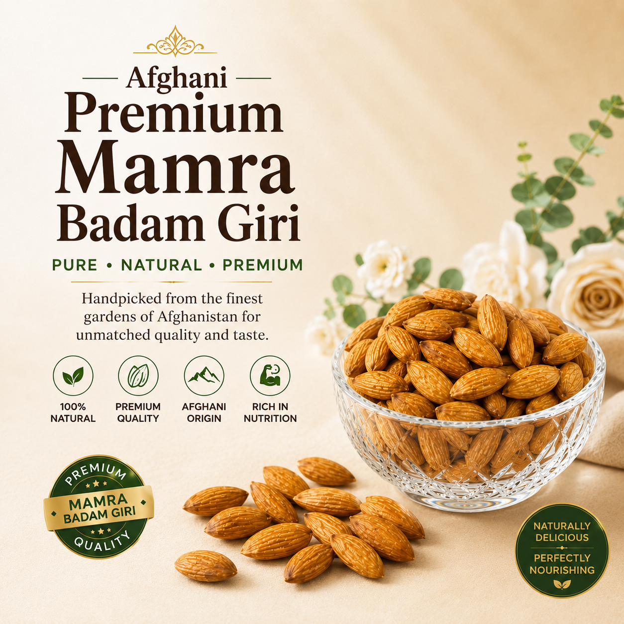 Royal Afghani Mamra Almonds – Handpicked Premium Badam Giri